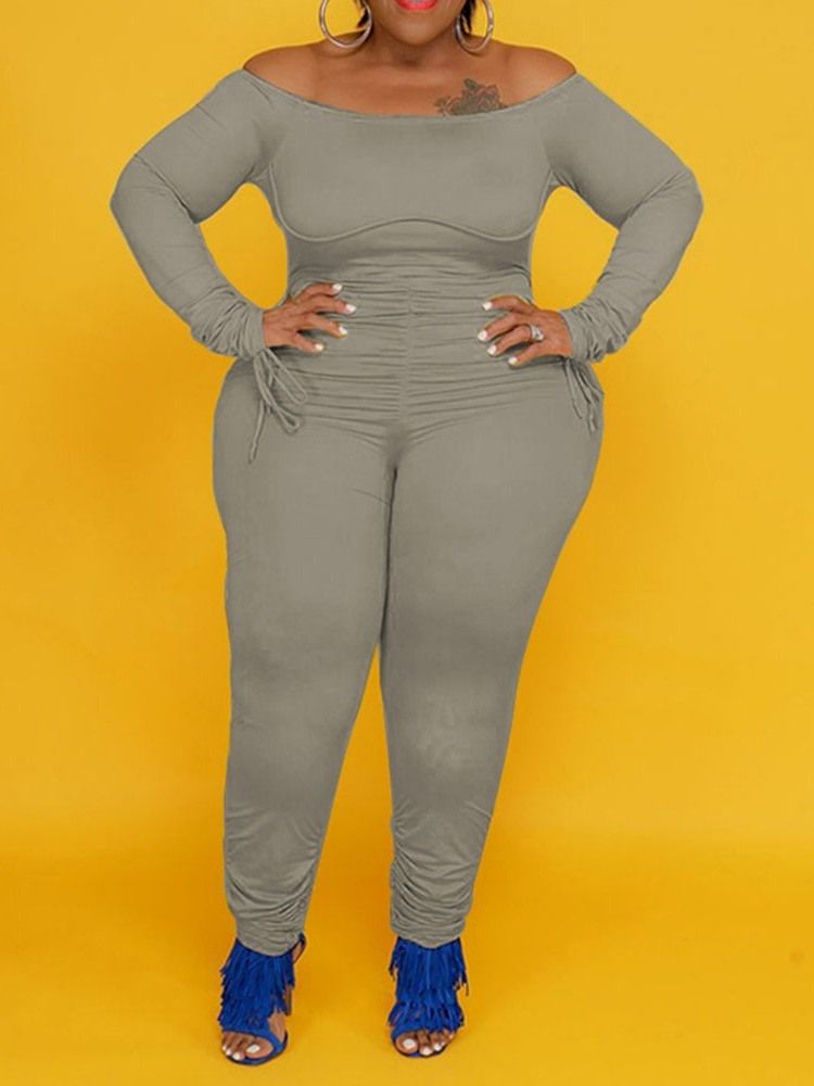 Sexig Full Längd Vanlig Skinny Jumpsuit Med Hög Midja