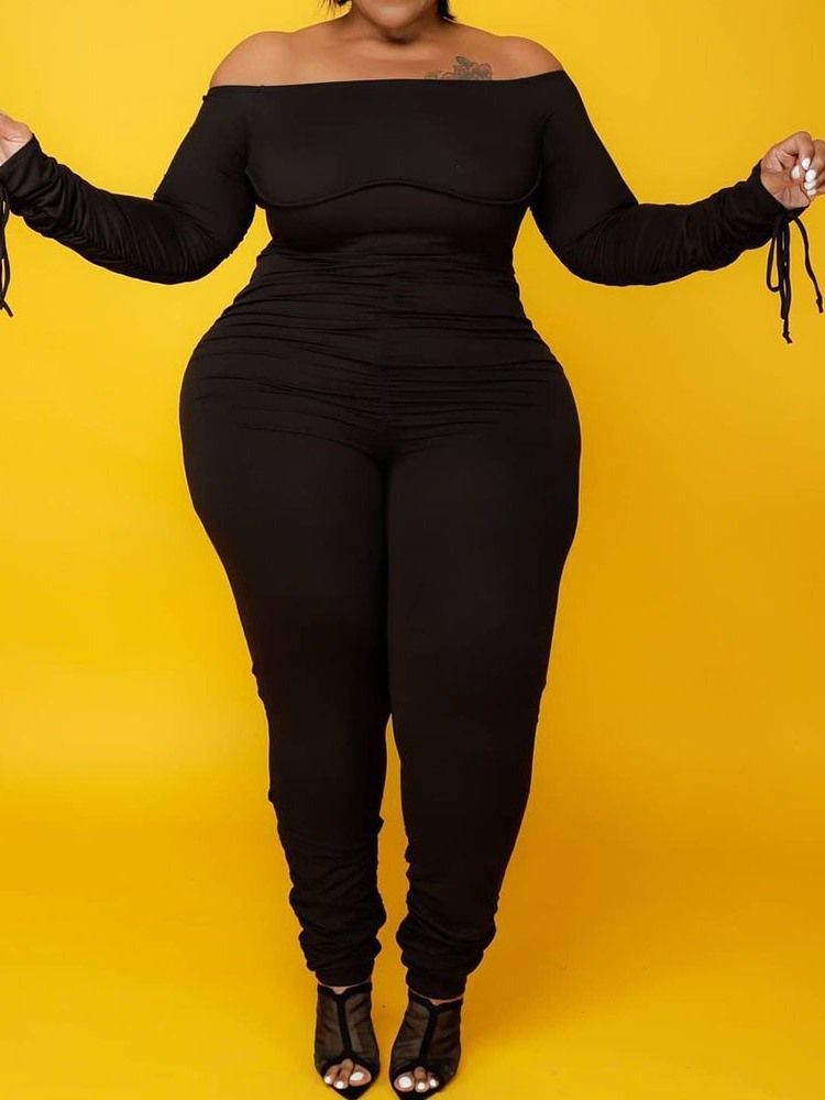 Sexig Full Längd Vanlig Skinny Jumpsuit Med Hög Midja