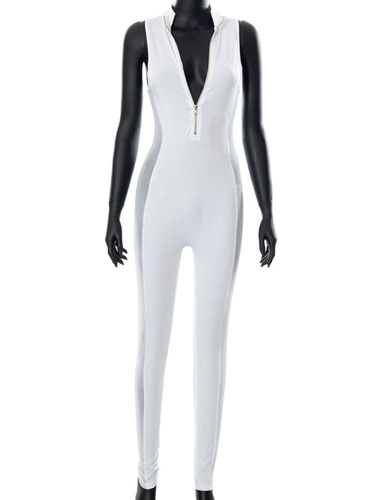 Sexig Genomskinlig Skinny Jumpsuit I Full Längd Med Mitten Av Midjan