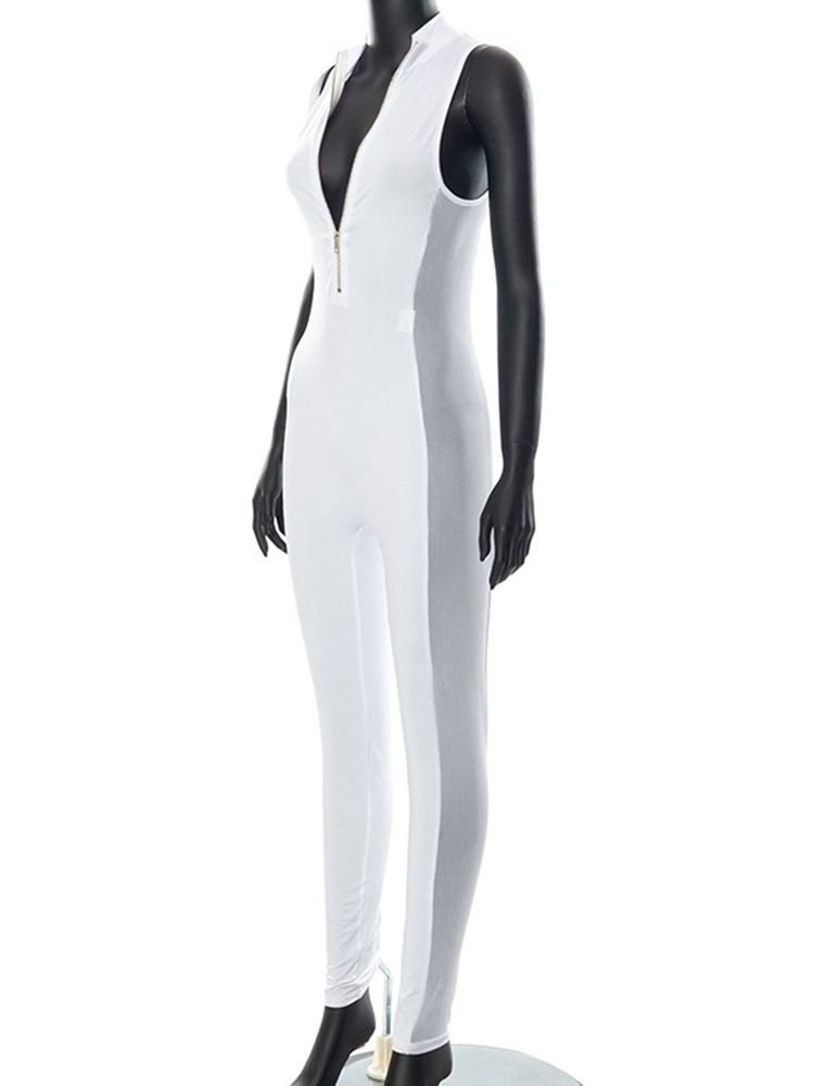 Sexig Genomskinlig Skinny Jumpsuit I Full Längd Med Mitten Av Midjan