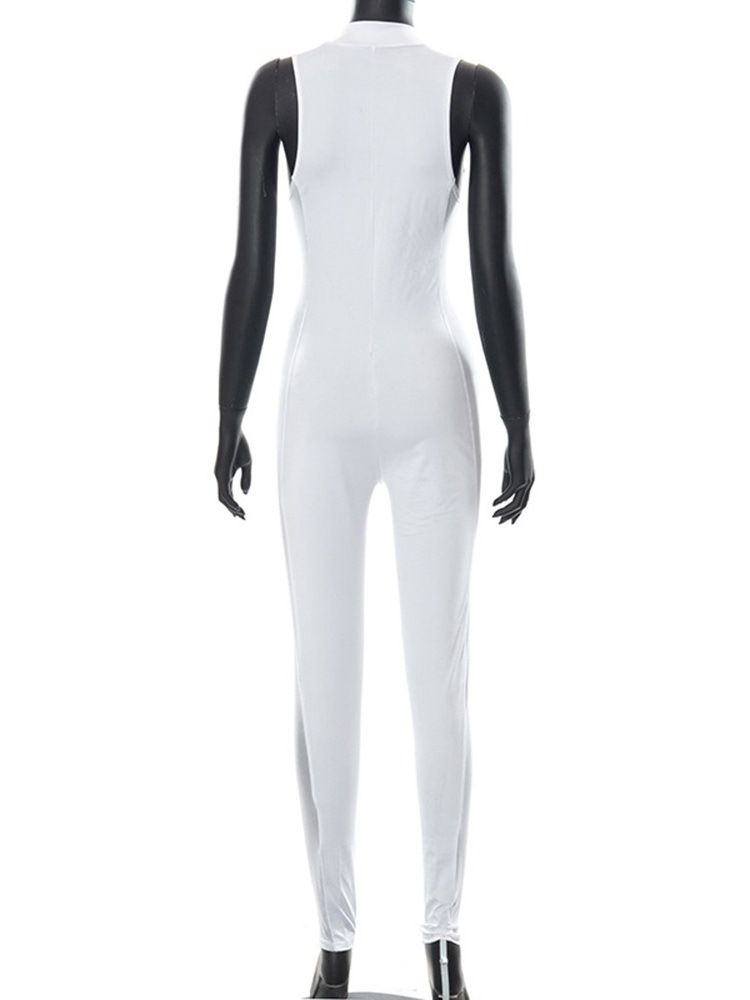 Sexig Genomskinlig Skinny Jumpsuit I Full Längd Med Mitten Av Midjan