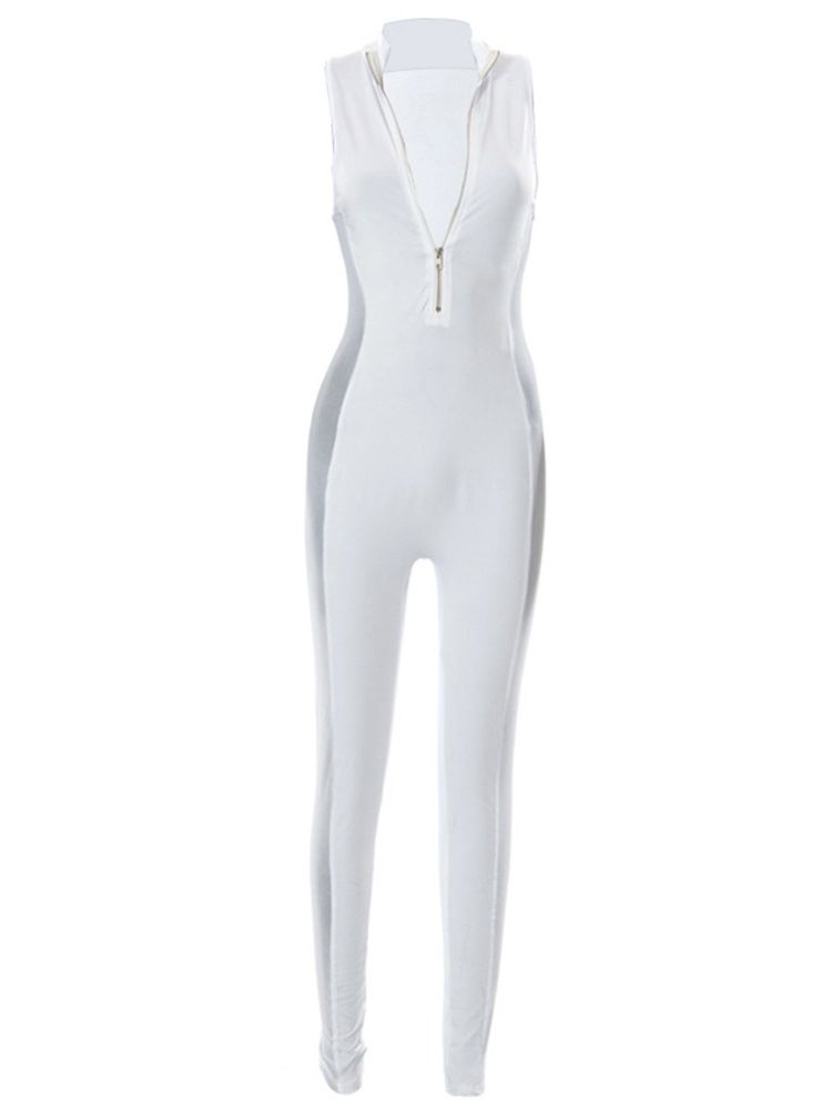 Sexig Genomskinlig Skinny Jumpsuit I Full Längd Med Mitten Av Midjan