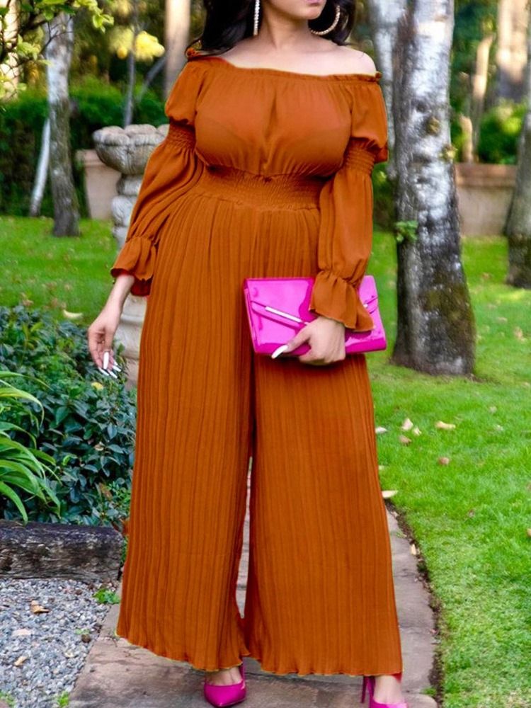 Sexig Hellängds Lapptäcke Jumpsuit Med Lösa Breda Ben