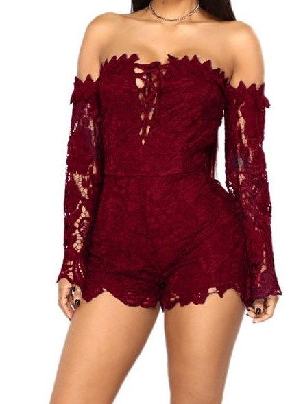 Sexig Spets Vanlig Skinny Jumpsuit