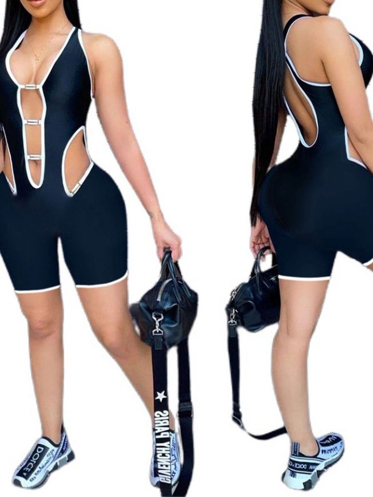 Sexiga Shorts Backless Slim Jumpsuit Dam Romper