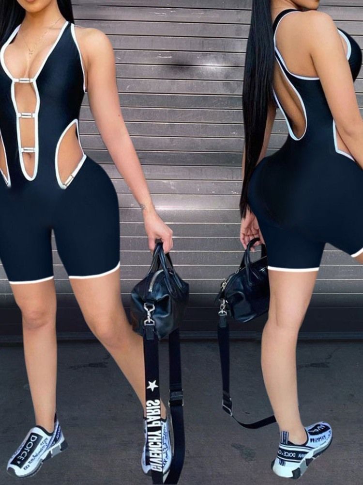 Sexiga Shorts Backless Slim Jumpsuit Dam Romper