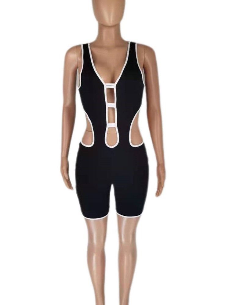 Sexiga Shorts Backless Slim Jumpsuit Dam Romper