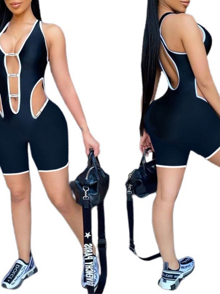Sexiga Shorts Backless Slim Jumpsuit Dam Romper