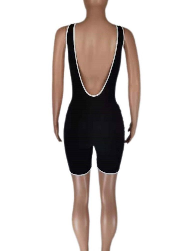 Sexiga Shorts Backless Slim Jumpsuit Dam Romper