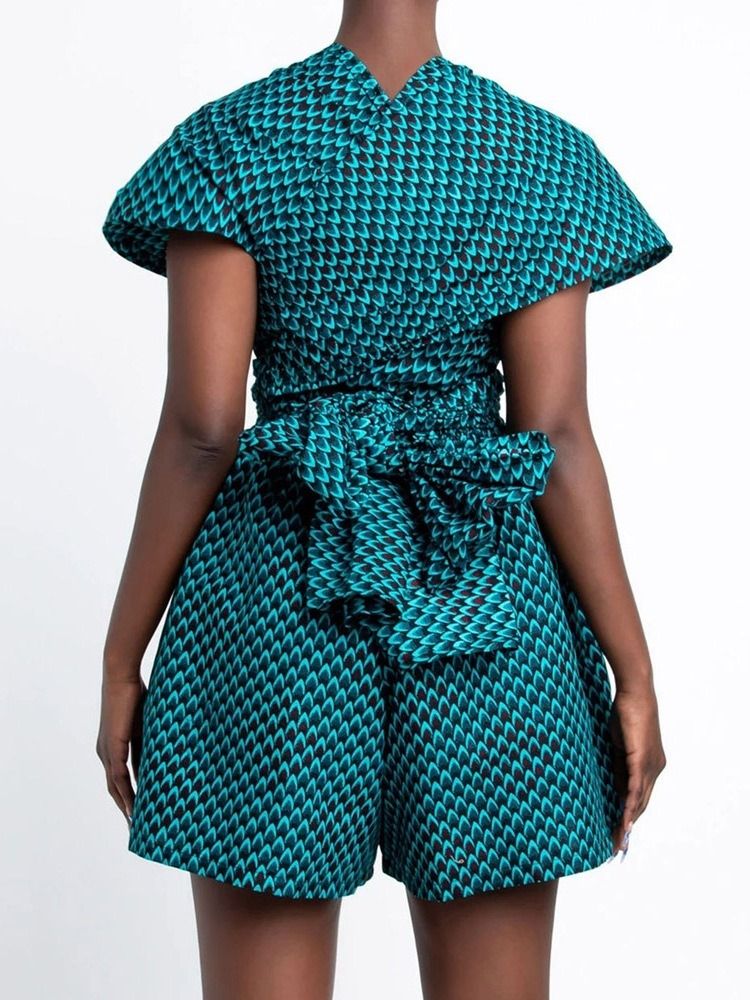 Shorts Lace-Up Color Block Lös Jumpsuit