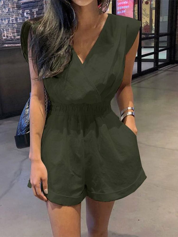 Shorts Mode Backless Rak Slim Jumpsuit För Kvinnor