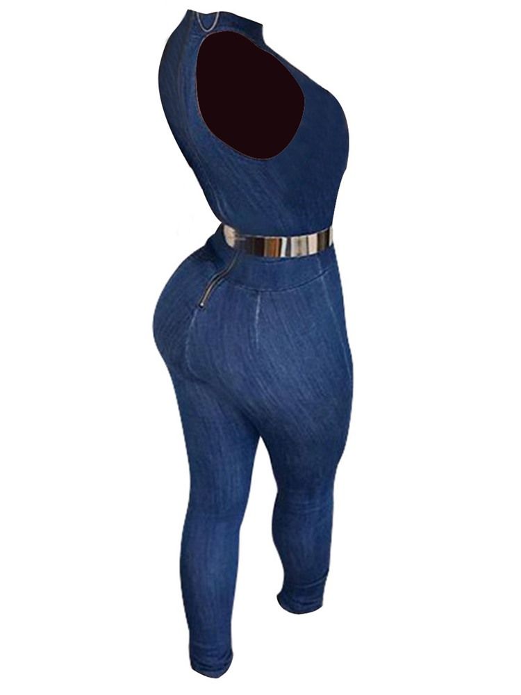 Skinny Denim Jumpsuit För Kvinnor