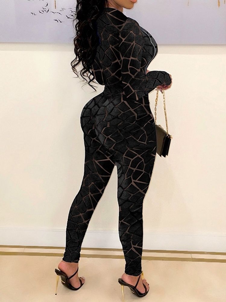 Skinny Genomskinlig Sexig Enfärgad Pencil Pants Jumpsuit