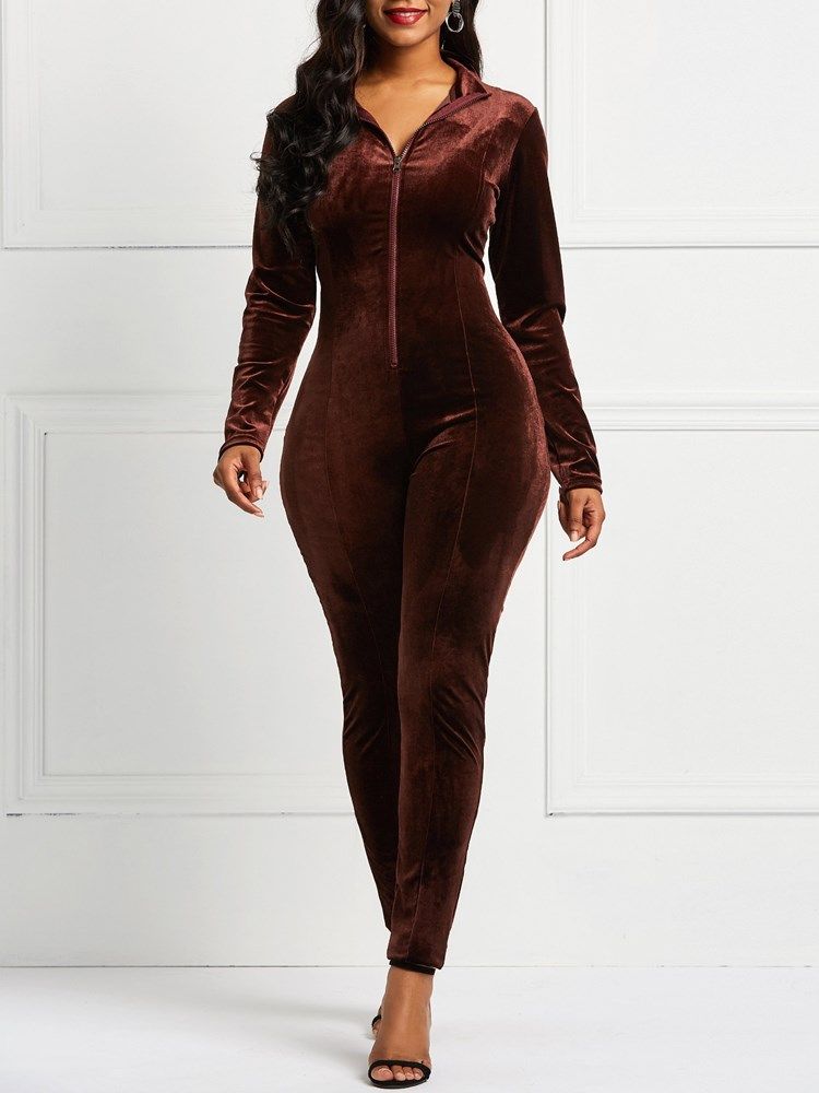 Skinny Jumpsuit För Kvinnor I Vanlig Dragkedja