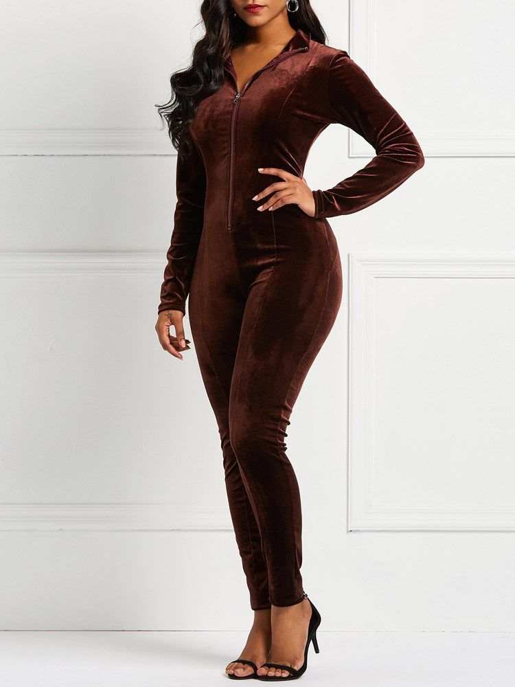 Skinny Jumpsuit För Kvinnor I Vanlig Dragkedja