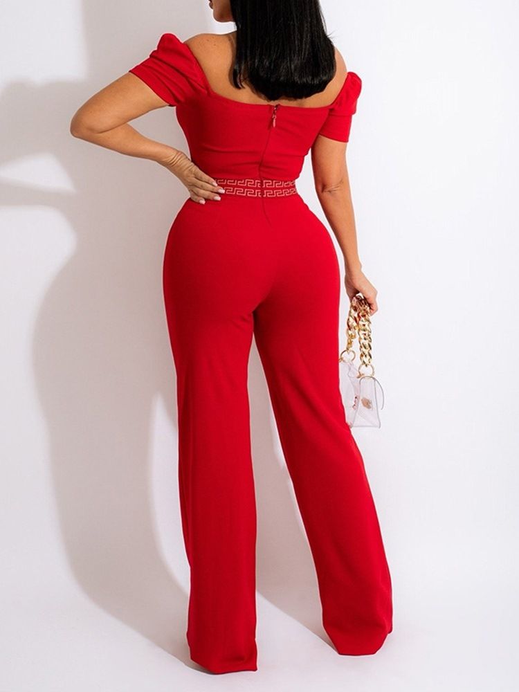 Skriv Ut Hellängd Mode Slim Rak Jumpsuit