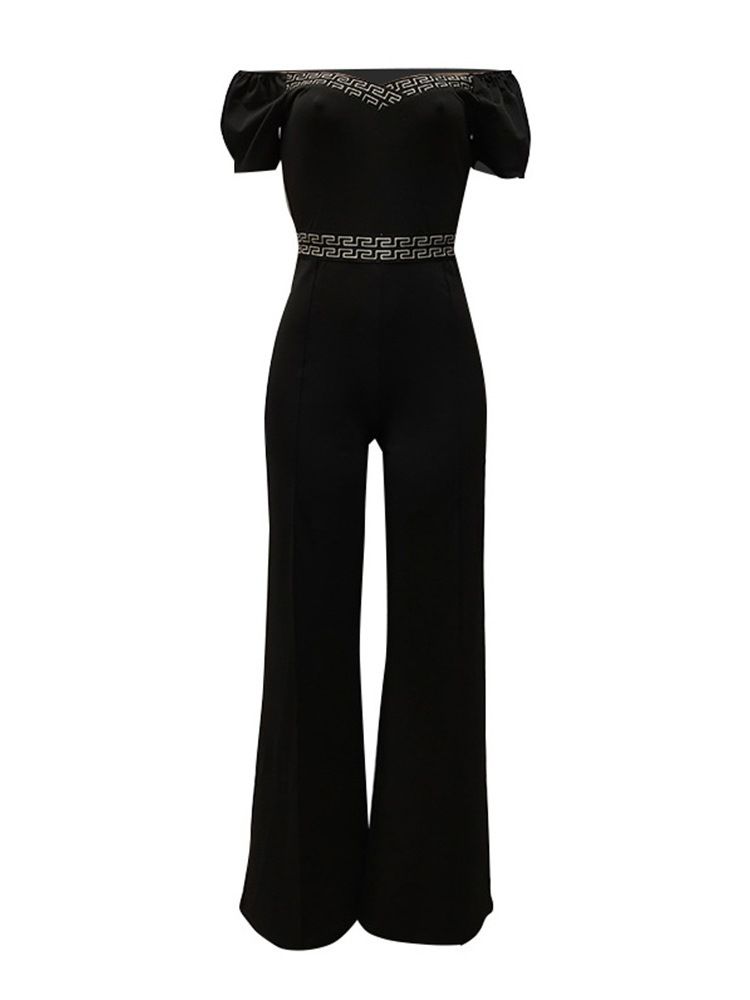 Skriv Ut Hellängd Mode Slim Rak Jumpsuit