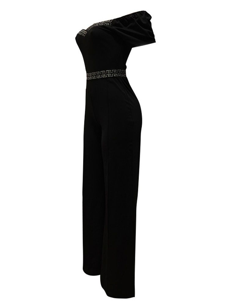 Skriv Ut Hellängd Mode Slim Rak Jumpsuit