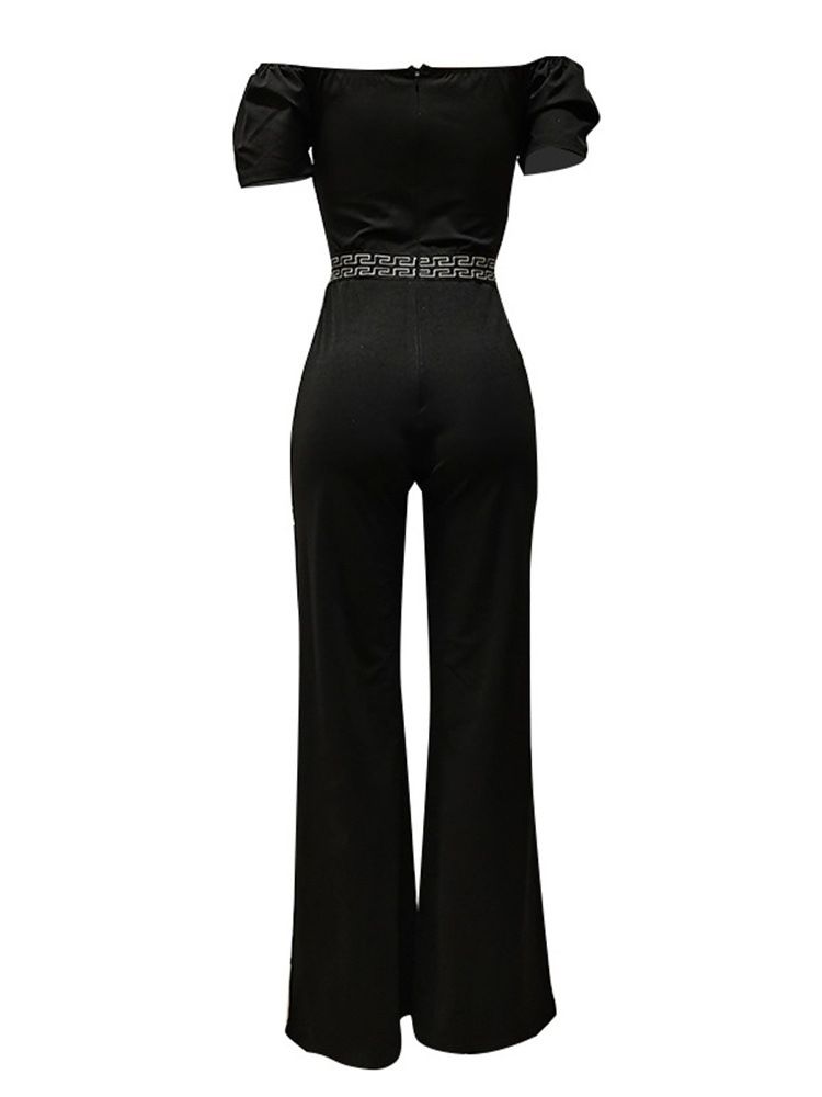 Skriv Ut Hellängd Mode Slim Rak Jumpsuit