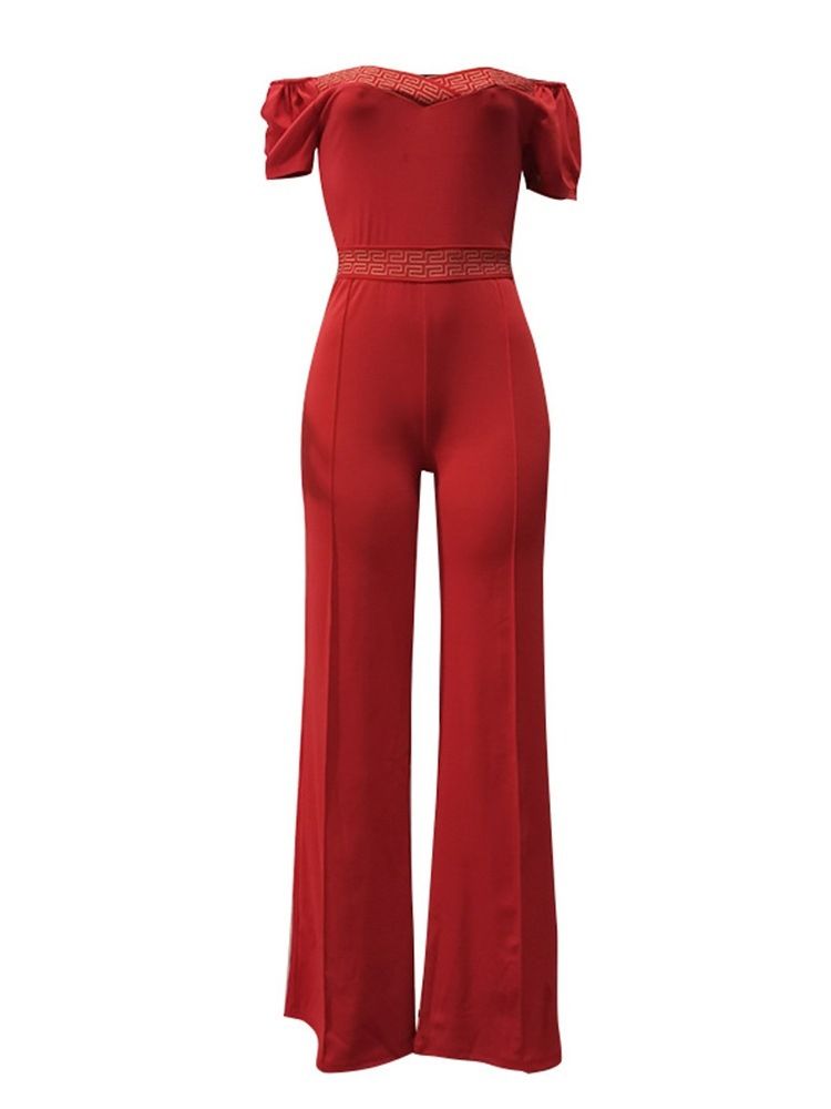 Skriv Ut Hellängd Mode Slim Rak Jumpsuit