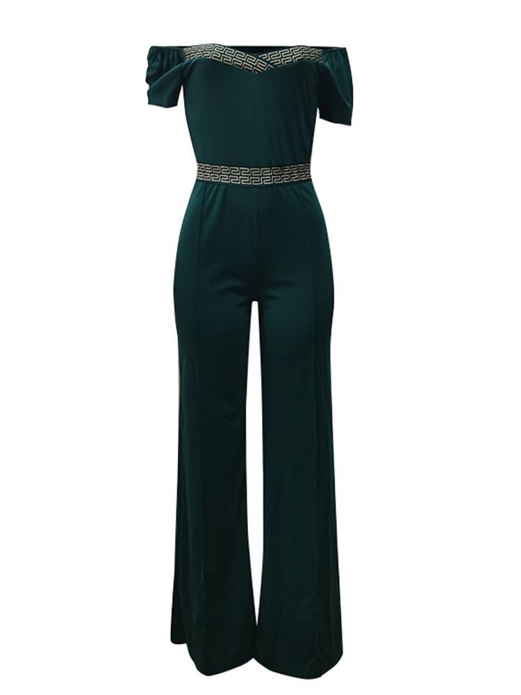 Skriv Ut Hellängd Mode Slim Rak Jumpsuit