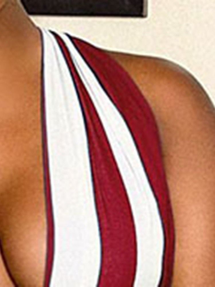 Stripe Sexig Hellängd Lösa Breda Ben Jumpsuit