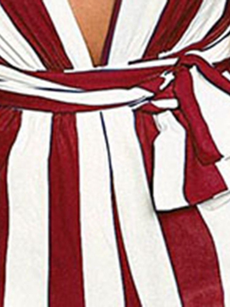 Stripe Sexig Hellängd Lösa Breda Ben Jumpsuit