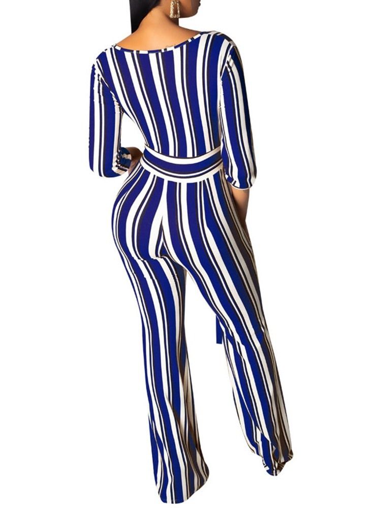Stripe Slim Söt Jumpsuit Med Hög Midja
