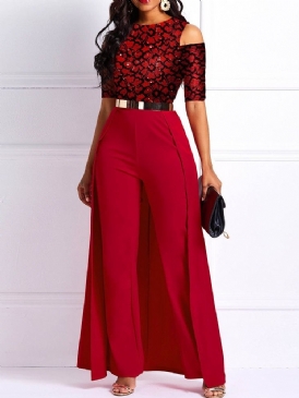 Swallowtail Mode Full Längd Rak Hög Midja Jumpsuit