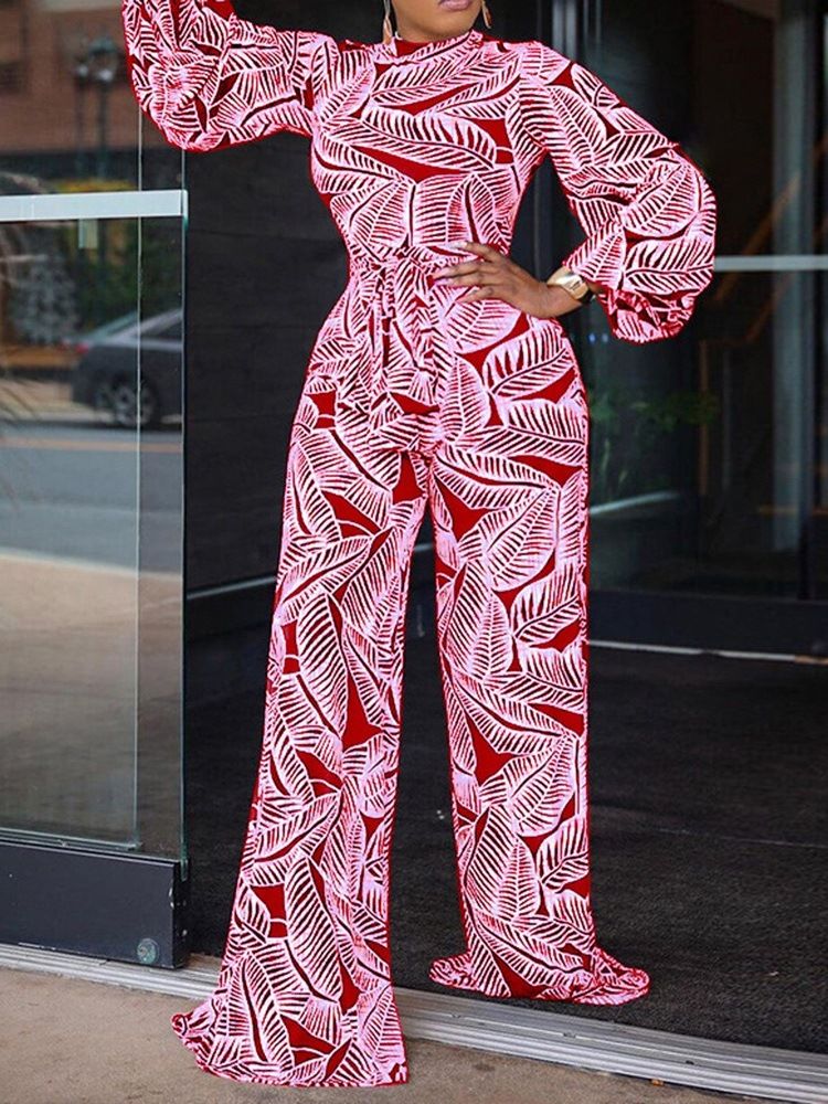 Sweet Plant Full Längd Rak Slim Jumpsuit
