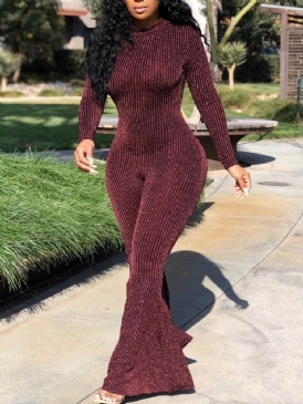 Tråd Hellängd Sexig Dam Jumpsuit Slim Bellbottoms