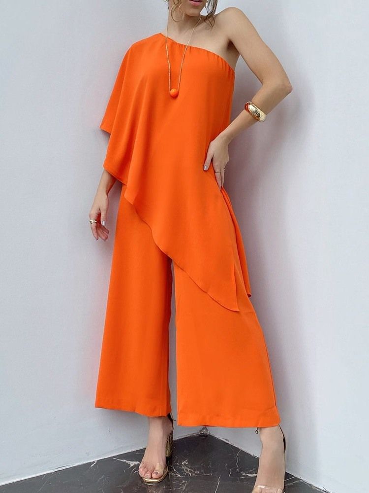 Vanlig Ankellängd Asymmetrisk Lös Midja Jumpsuit
