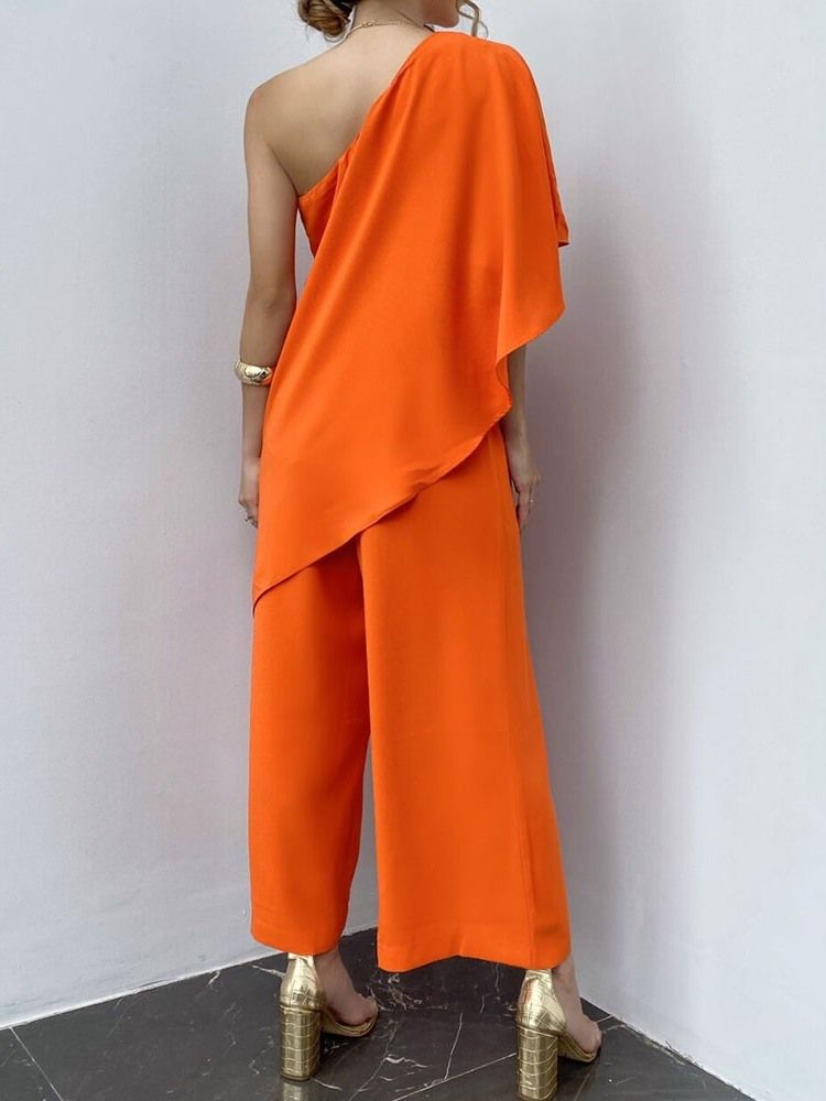 Vanlig Ankellängd Asymmetrisk Lös Midja Jumpsuit