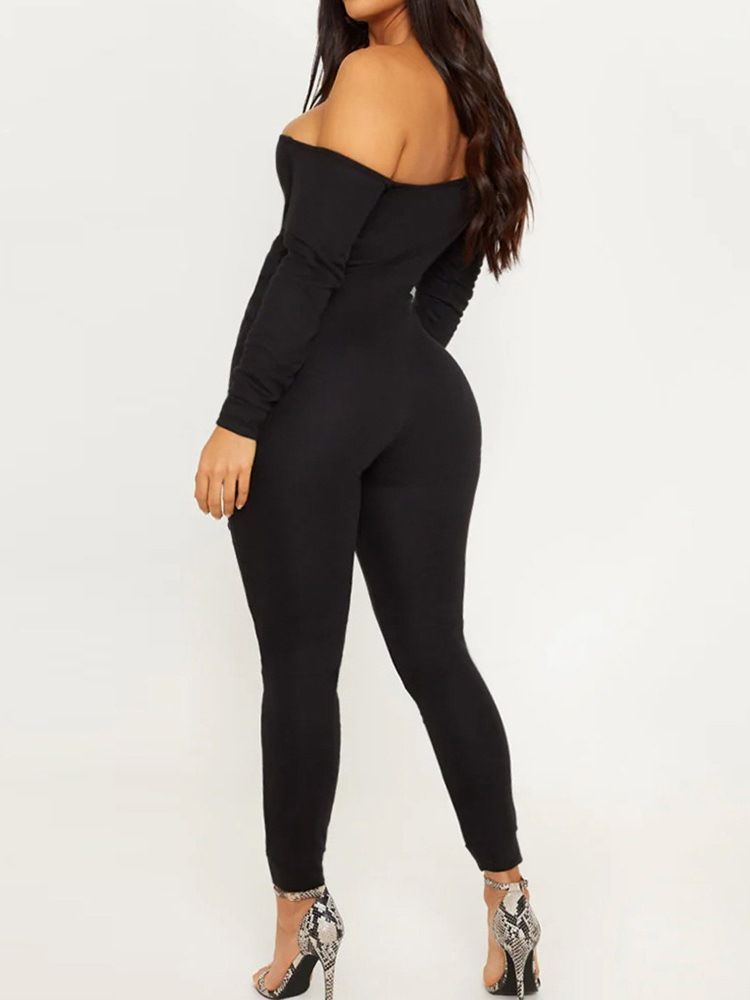 Vanlig Ankellängd Med Snörning Skinny Pencil Byxor Jumpsuit