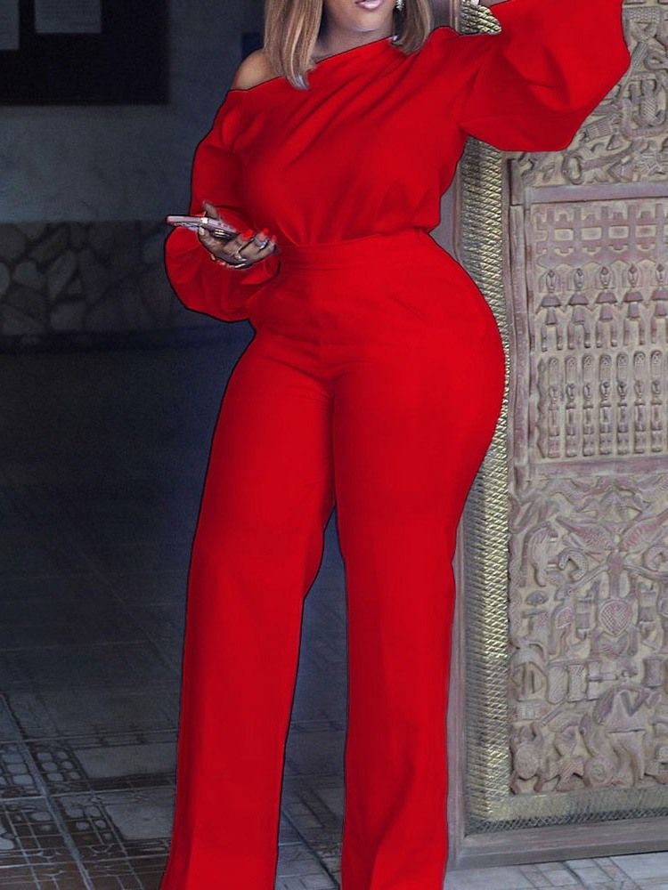 Vanlig Casual Dam Full Längd Rak Slim Jumpsuit