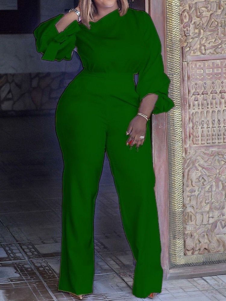 Vanlig Casual Dam Full Längd Rak Slim Jumpsuit