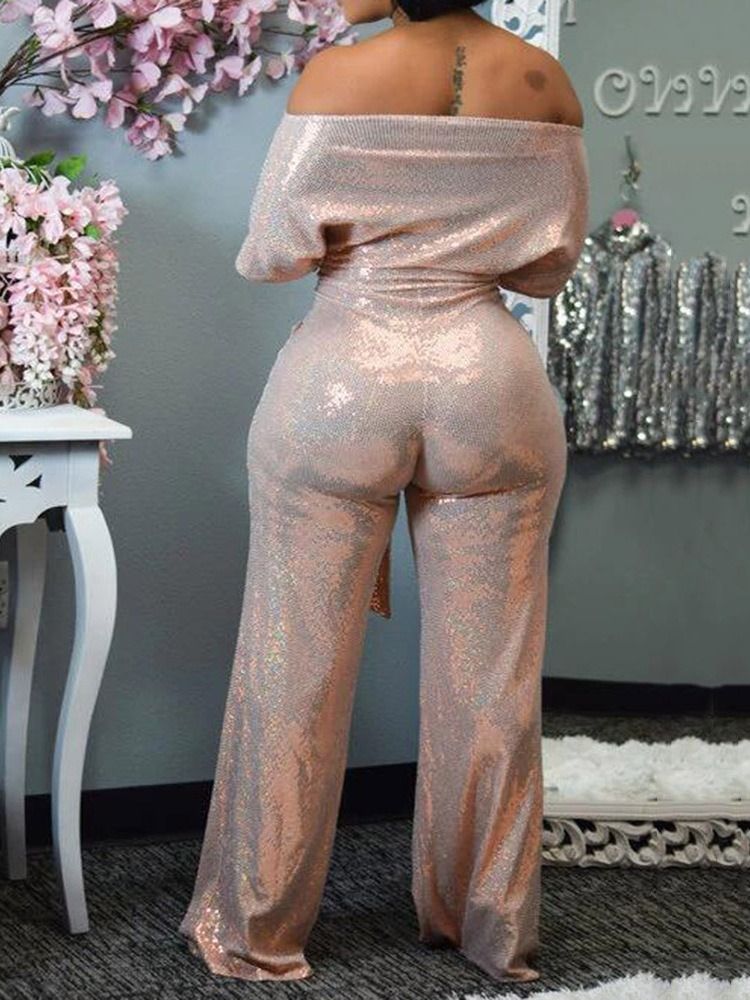 Vanlig Fullängdssnörning Med Mid Midja Slim Jumpsuit För Kvinnor