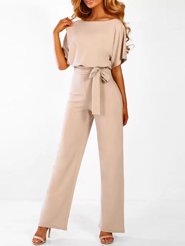 Vanlig Hellängd Hög Midja Löst Bälte Jumpsuit