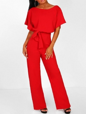 Vanlig Hellängd Hög Midja Löst Bälte Jumpsuit