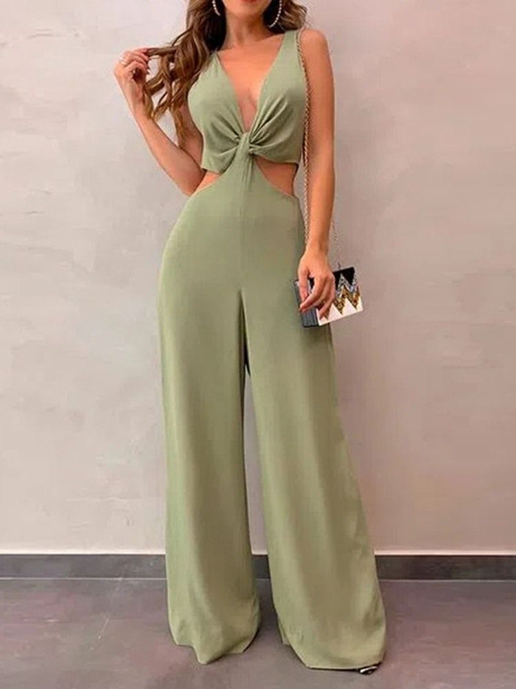 Vanlig Hellängd Sexig Kvinnors Slim Mid Midja Jumpsuit