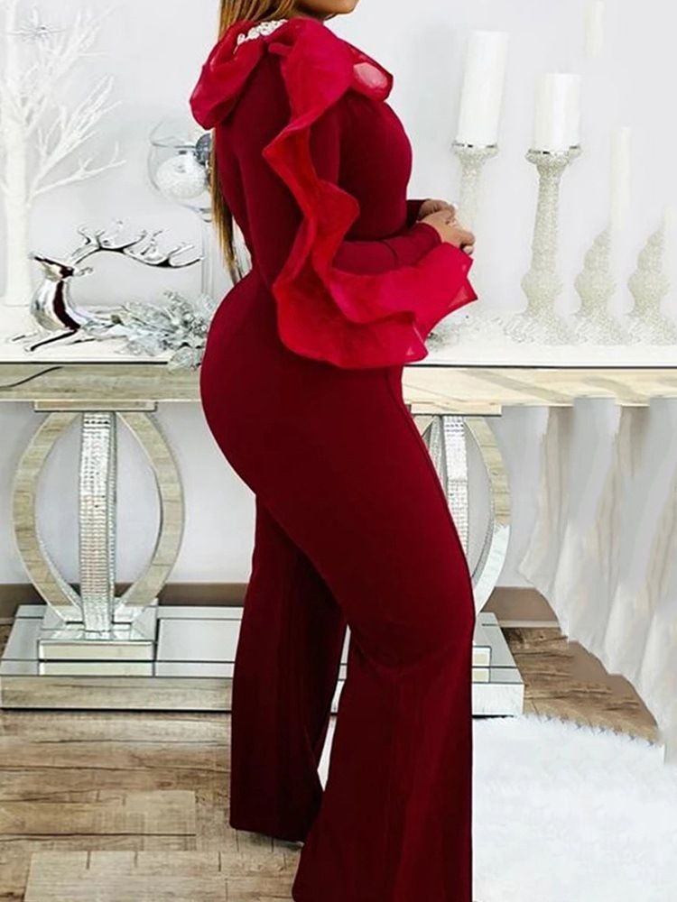 Vanlig Hellängd Sexig Slimmad Hög Midja Mode Jumpsuit