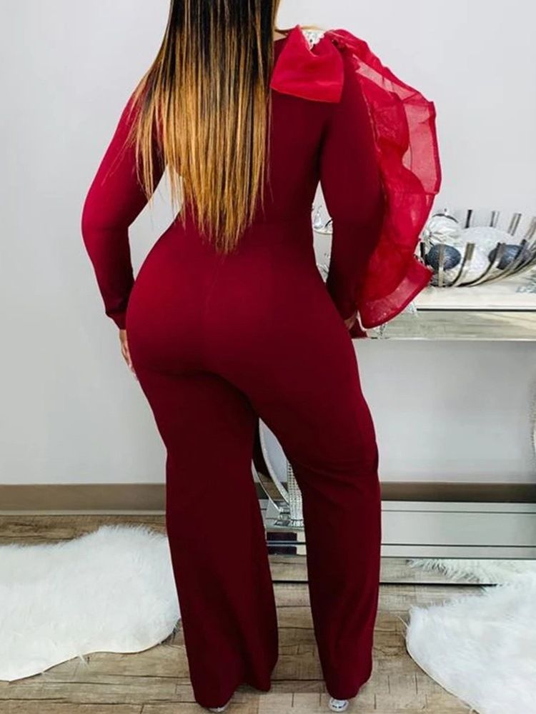 Vanlig Hellängd Sexig Slimmad Hög Midja Mode Jumpsuit