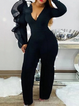Vanlig Hellängd Sexig Slimmad Hög Midja Mode Jumpsuit