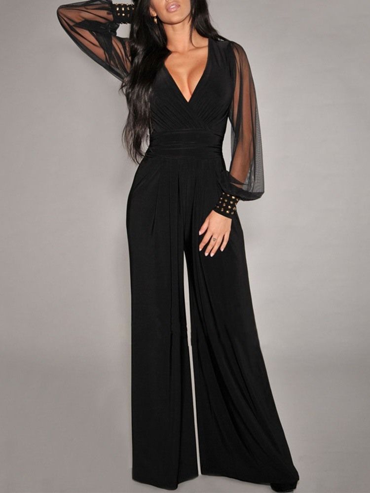 Vanlig Hellängd Slim Jumpsuit För Dammode