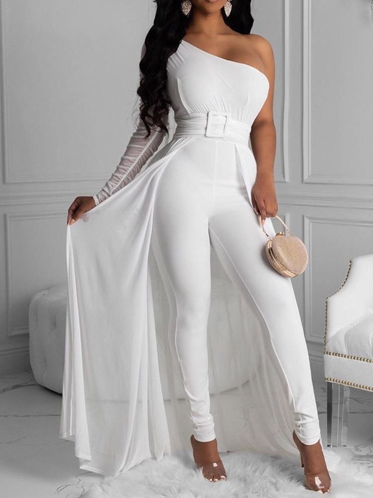 Vanlig Hellängd Swallowtail High Waist Pencil Byxor Jumpsuit