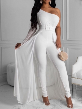 Vanlig Hellängd Swallowtail High Waist Pencil Byxor Jumpsuit
