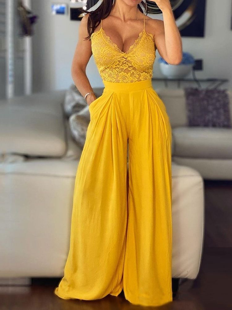 Vanlig Hellängd Sweet Slim Straight Jumpsuit