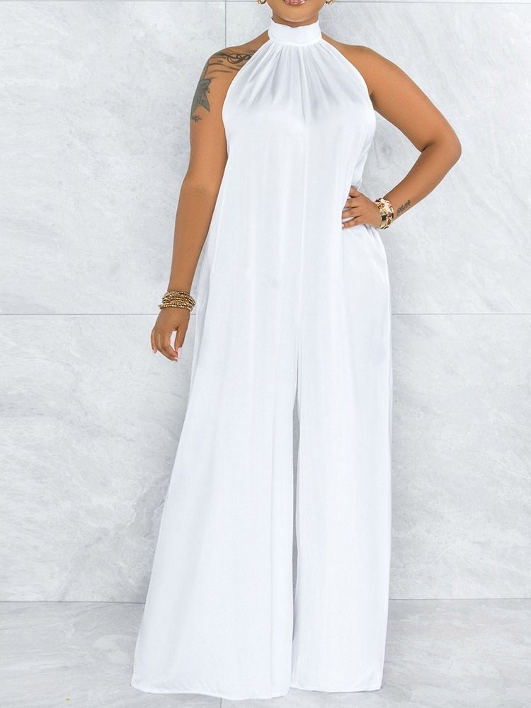 Vanlig Ladylike Dam Full Längd Lös Rak Jumpsuit