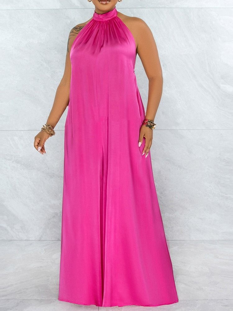 Vanlig Ladylike Dam Full Längd Lös Rak Jumpsuit