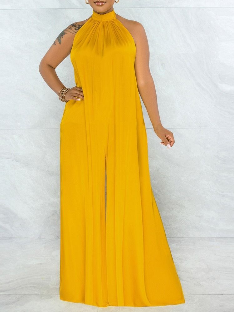 Vanlig Ladylike Dam Full Längd Lös Rak Jumpsuit